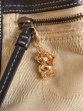 Gold Teddy Bear Charm Zip-Pull Accessory for Women's Bags